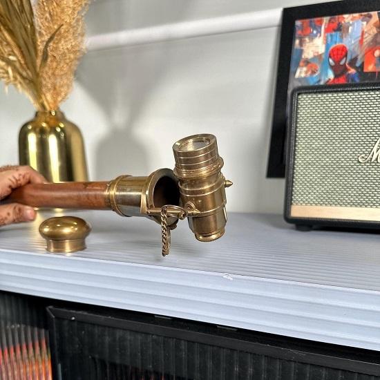 Brass Walking Stick Cane with Telescope  Elegant Multipurpose Home  Office