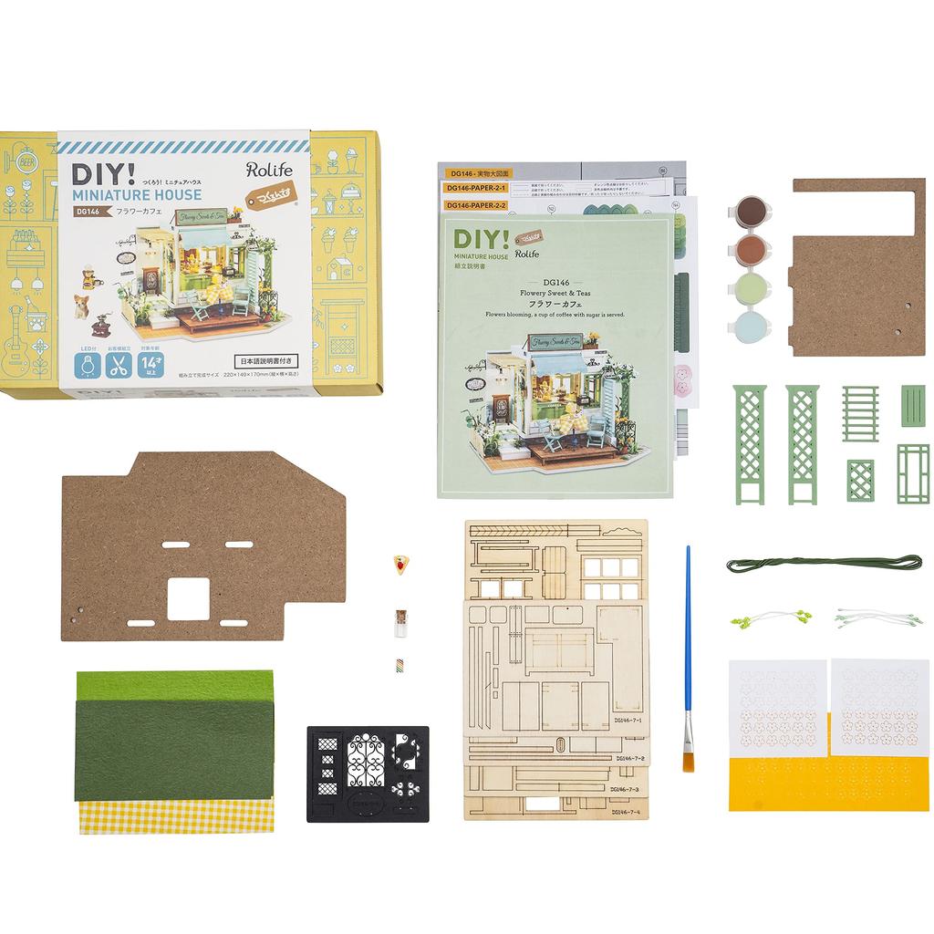 Tsukurundesu® DIY Miniature House Dollhouse DG Series Flower Cafe with Japanese Instructions