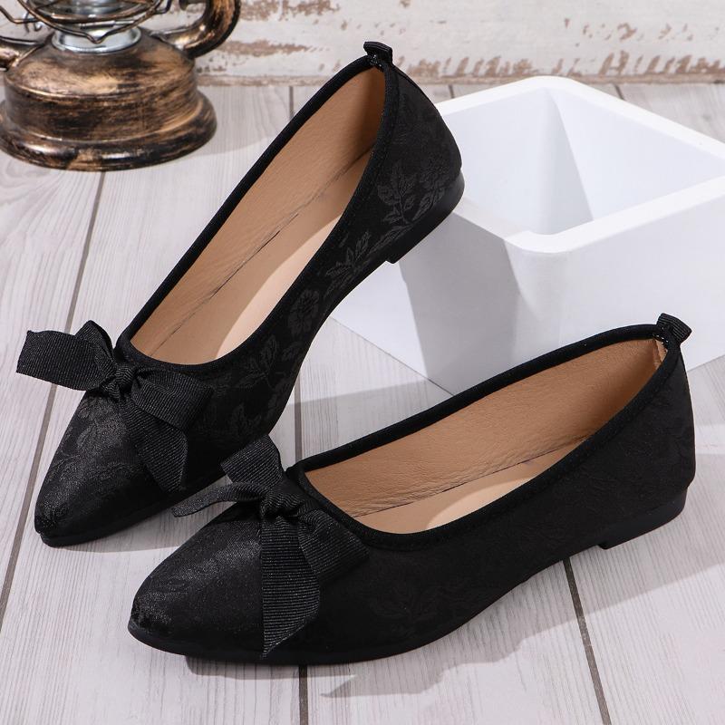 Women's Shoes 2024 Slip On Women's Flats Casual Daily Flats Women Butterfly-knot Pointed Toe Soft Bottom Plus Size Shoes Women