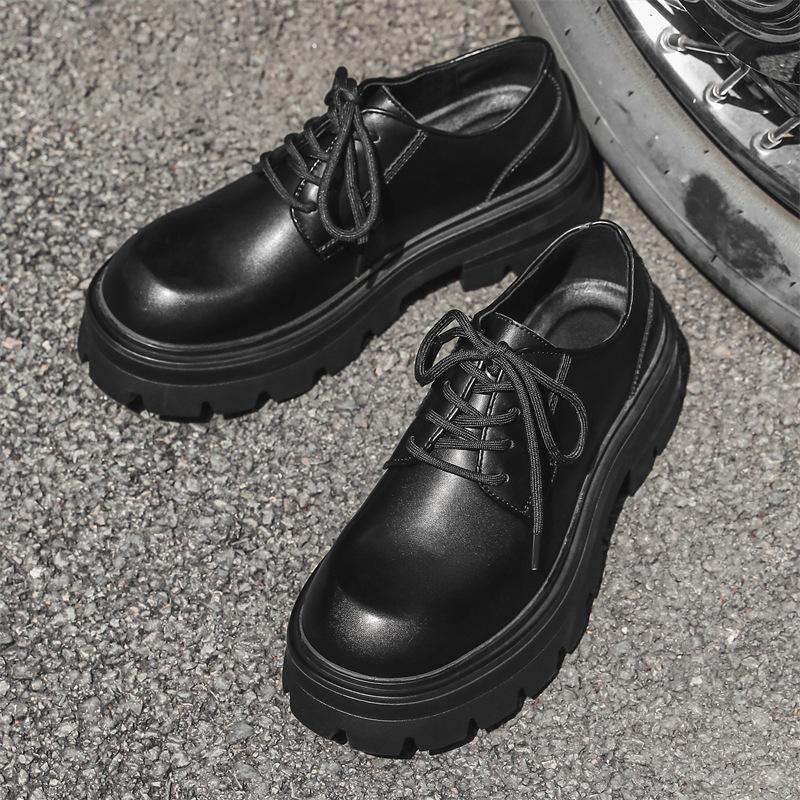 Мужская обувь 2024 новая деловая в британском стиле повседневная на толстой подошве увеличивающая рост с большим носком кожаная обувь рабочая обувь дерби 5052-J