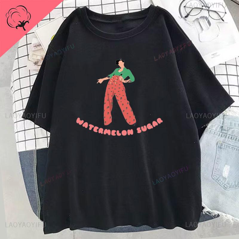 Футболка FINE LINE Album Летняя футболка Harajuku Vintage Unisex Unisex Hip Hop Cotton Shirts Unisex Fashion Streetwear Tops Tee Happy Styles