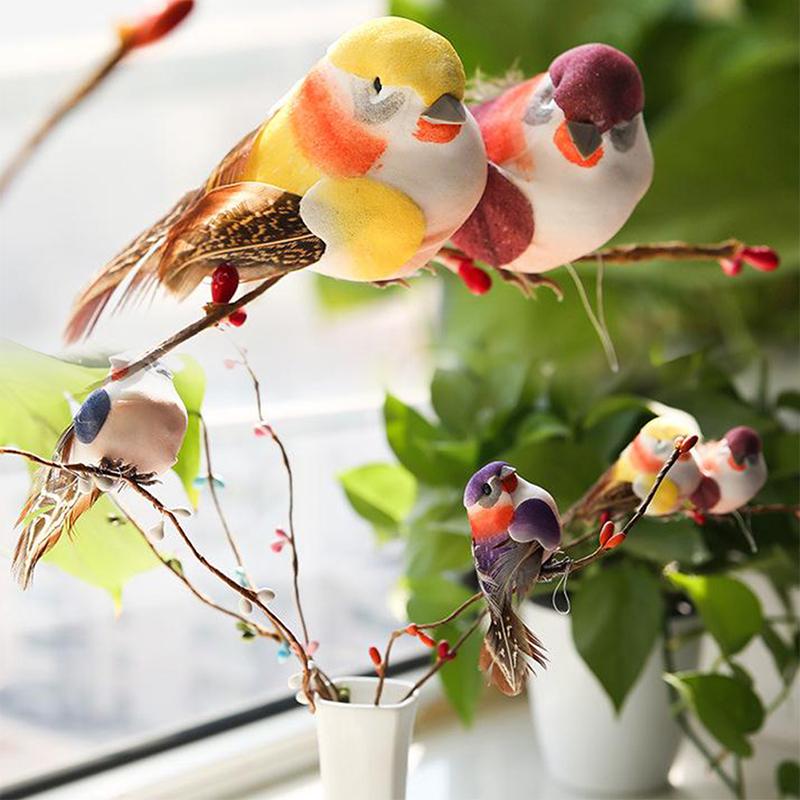 Mini Fake Birds Artificial Feather Foam Doves Wedding Decoration Venue Ornament Bird Model Home Garden Ornament DIY Party Use