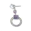 Swarovski Solid Color Design Rhodium Plated Earrings Unisex Earrings Purple 5032896