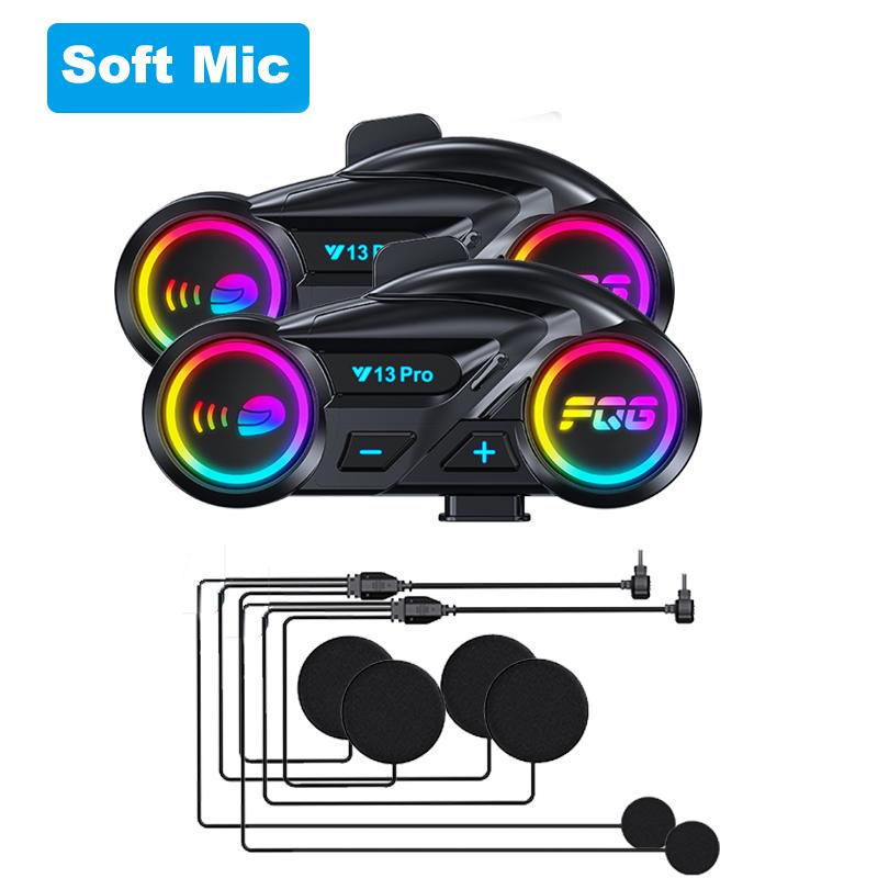 Мотошлем Y13 Pro Bluetooth гарнитура Интерком Дальность 500 м Чип V6.0 Стерео FM-радио Смешивание музыки Совместное использование музыки