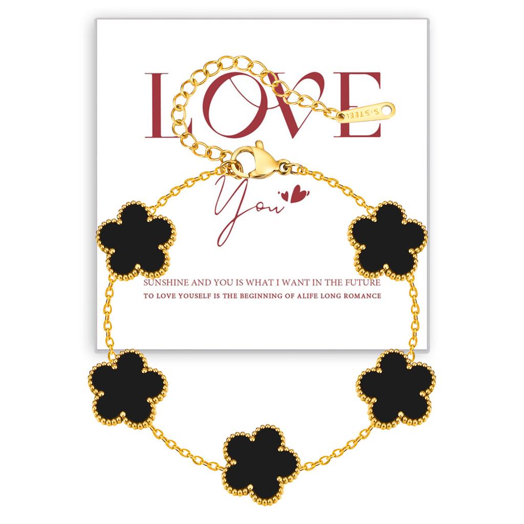 Vnox Роскошные браслеты-клевер с четырьмя листьями для женщин, девушек, цветной цветочный винтажный браслет, подарок любви для жены, ее девушки