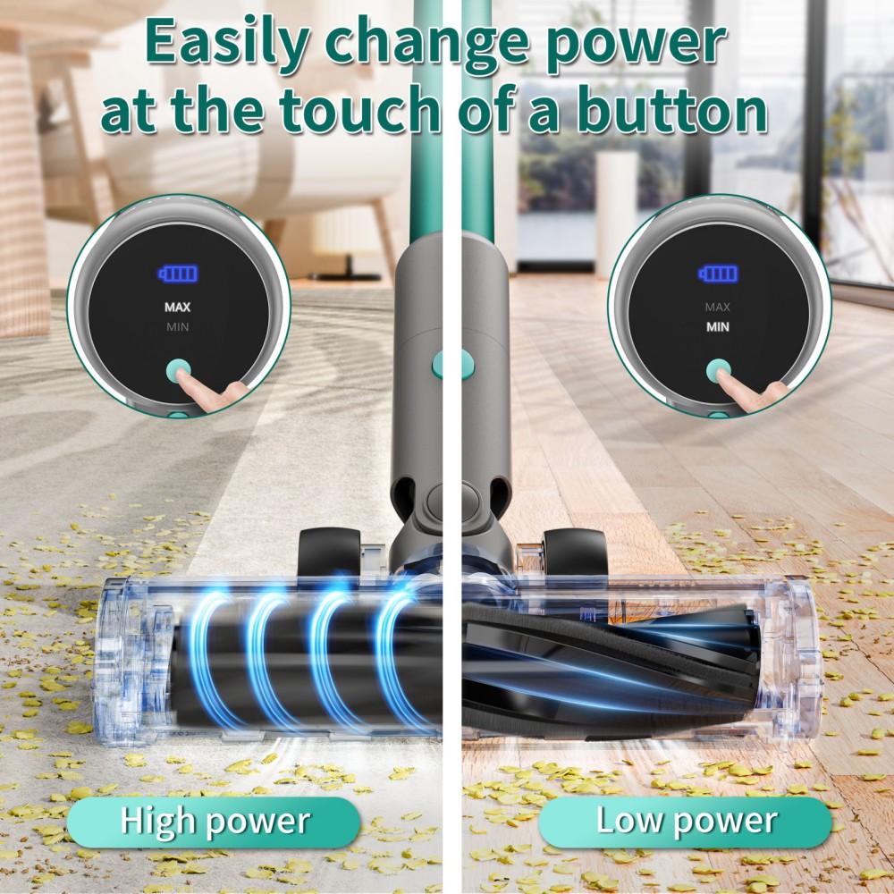 KCHE S10 Cordless Vacuum Cleaner, 33kPa 400W, 6 X 2200mAh Batteries, 55min Runtime, 6-stage Filtration, 1.5L Dust Box, Green