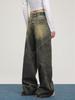 Винтажные джинсы желтого цвета грязи с высокой талией, женские прямые мешковатые джинсовые брюки в стиле ретро 90-х годов, женские уличные брюки Y2k, повседневные широкие брюки