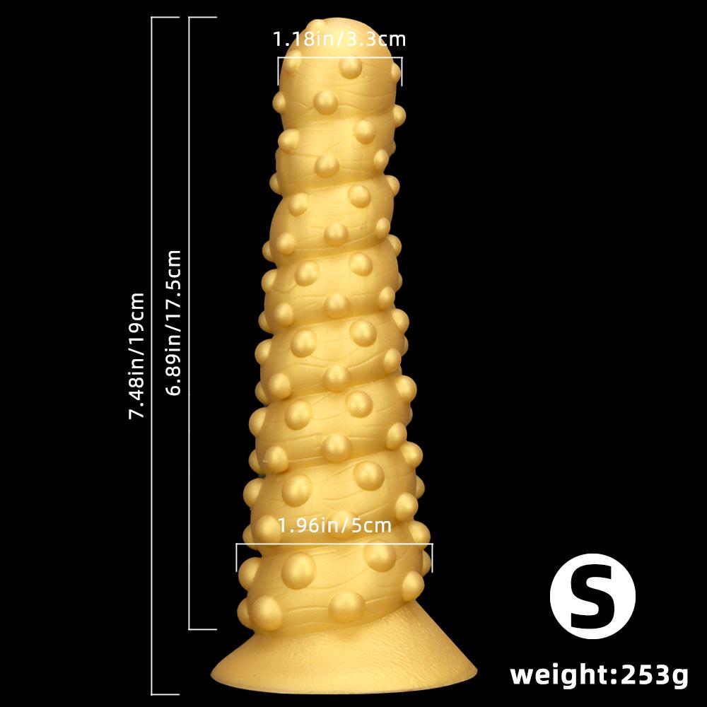 Golden Silicone Giant Suction Cup Large Anal Plug Oversized Thread Posterior Anal Canal