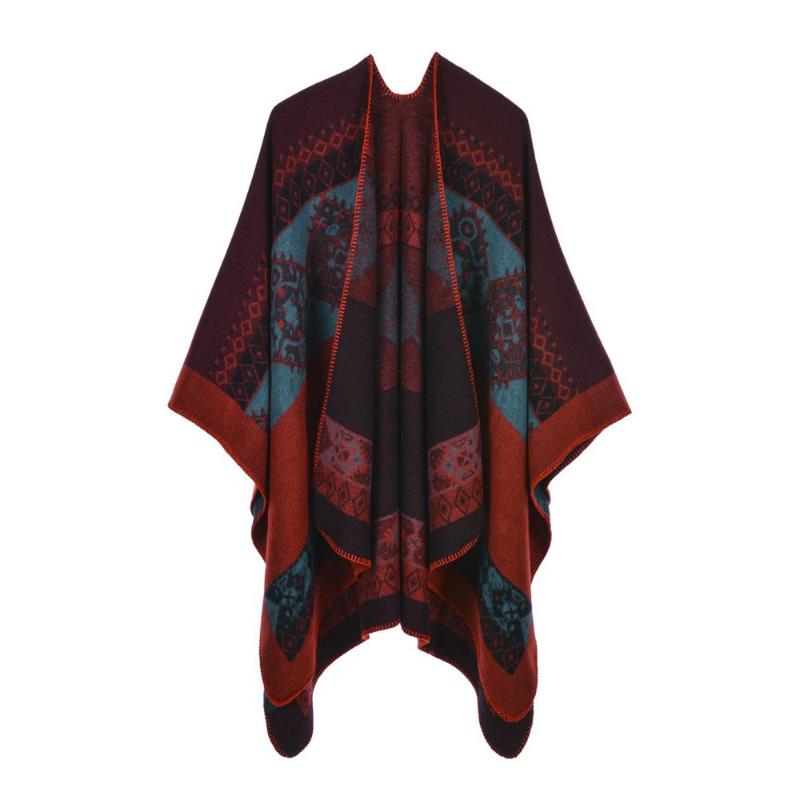 Ethnic Style Shawl Summer Outer Wear Women's Large Shawl Cape Cloak High-end Knitted Scarf