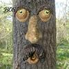 Easter Yard Decorations Glow?in?the?Dark Tree Face Garden Decor, Funny Old Man Bark Ornaments Resin Ornament, Outdoor Halloween Hugger