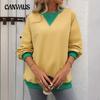 Autumn and Winter Women's Solid Colour Round Neck Fork Loose Sweatshirt