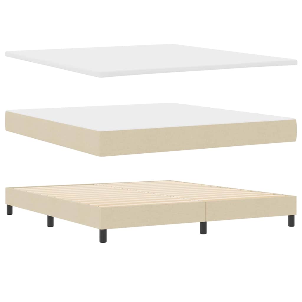 Boxspring Bed with Headboard Cream 200 x 180 cm Fabric