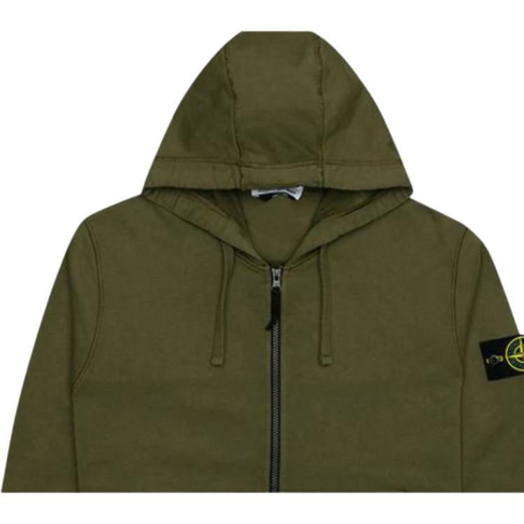 STONE ISLAND Толстовка на молнии темно-зеленая мужская Топы 741564251-V0058