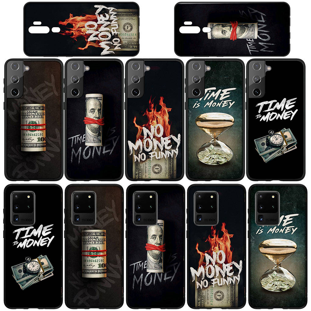 Чехол для iPhone 16 15 Xiaomi Redmi Note 14 13 12 11 Pro Max X 8 16e Samsung Galaxy S25 S24 S23 Moto OPPO Huawei Time is Money 100 Dollars Phone Case