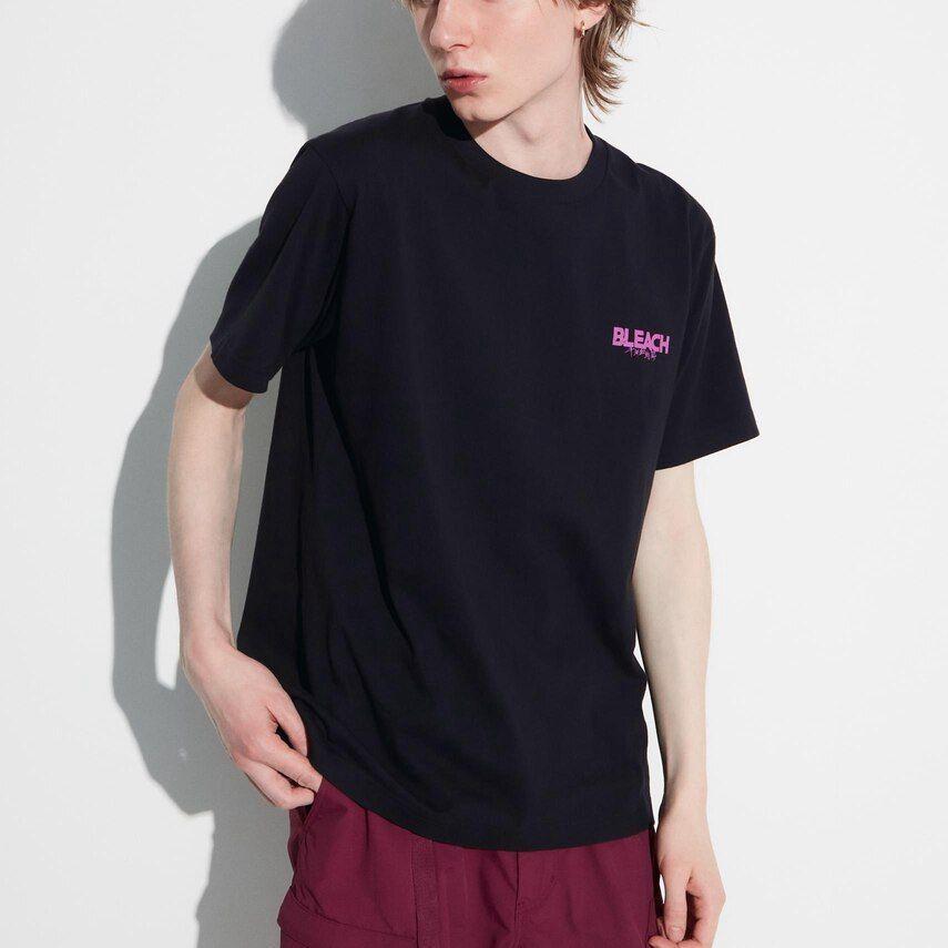Uniqlo Футболка унисекс с принтом из аниме X Bleach, прямой крой, короткий рукав, черный 462904-09