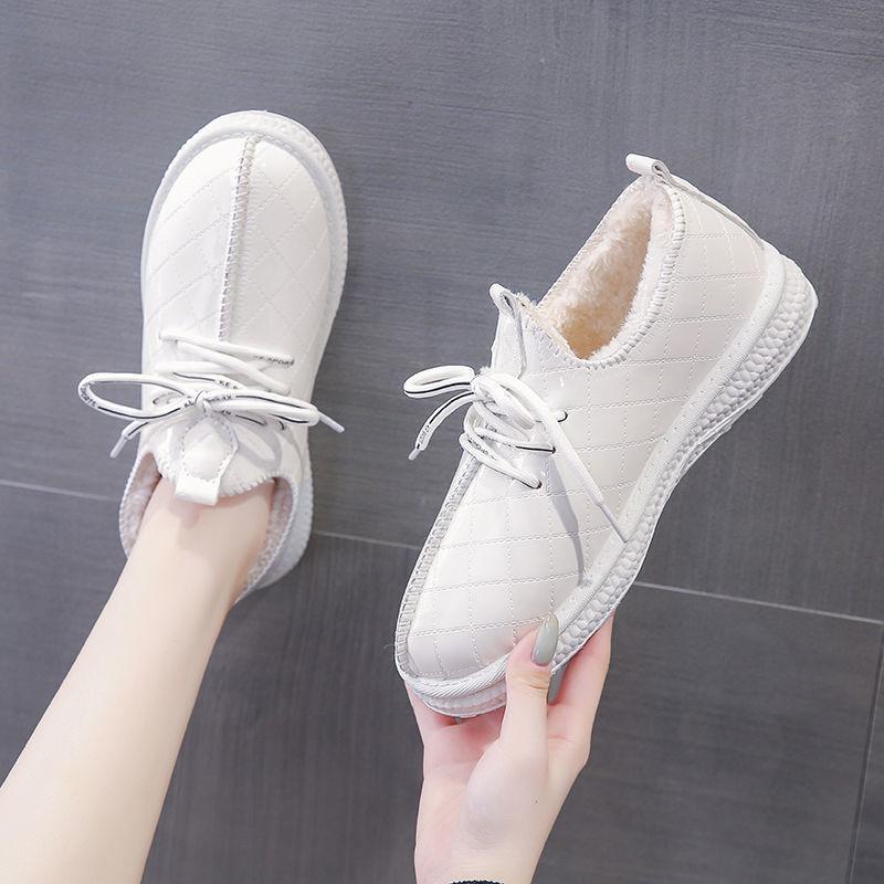 Модные женские зимние туфли Plus Velvet Flat Casual Cotton Shoes 2024 Новые толстые теплые мокасины без застежек Bread Woman Platform Snow Ankle Boots