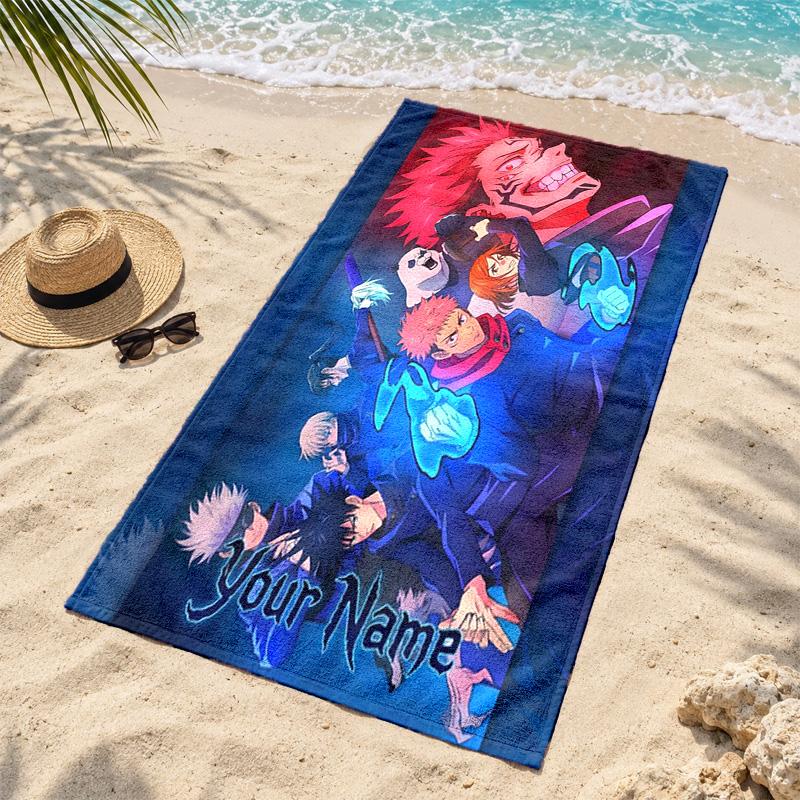 Jujutsu Kaisen Custom Name Beach towels also serve as bath towels summer essential a musthave for the outdoors the beach and the pool