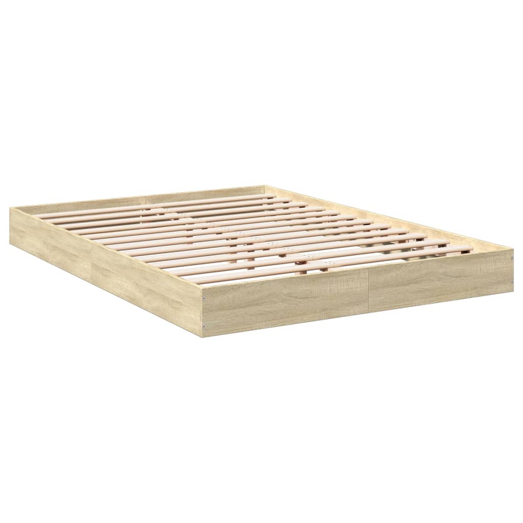 Bed Frame without Mattress Sonoma Oak 140x200 cm Wood Based Material