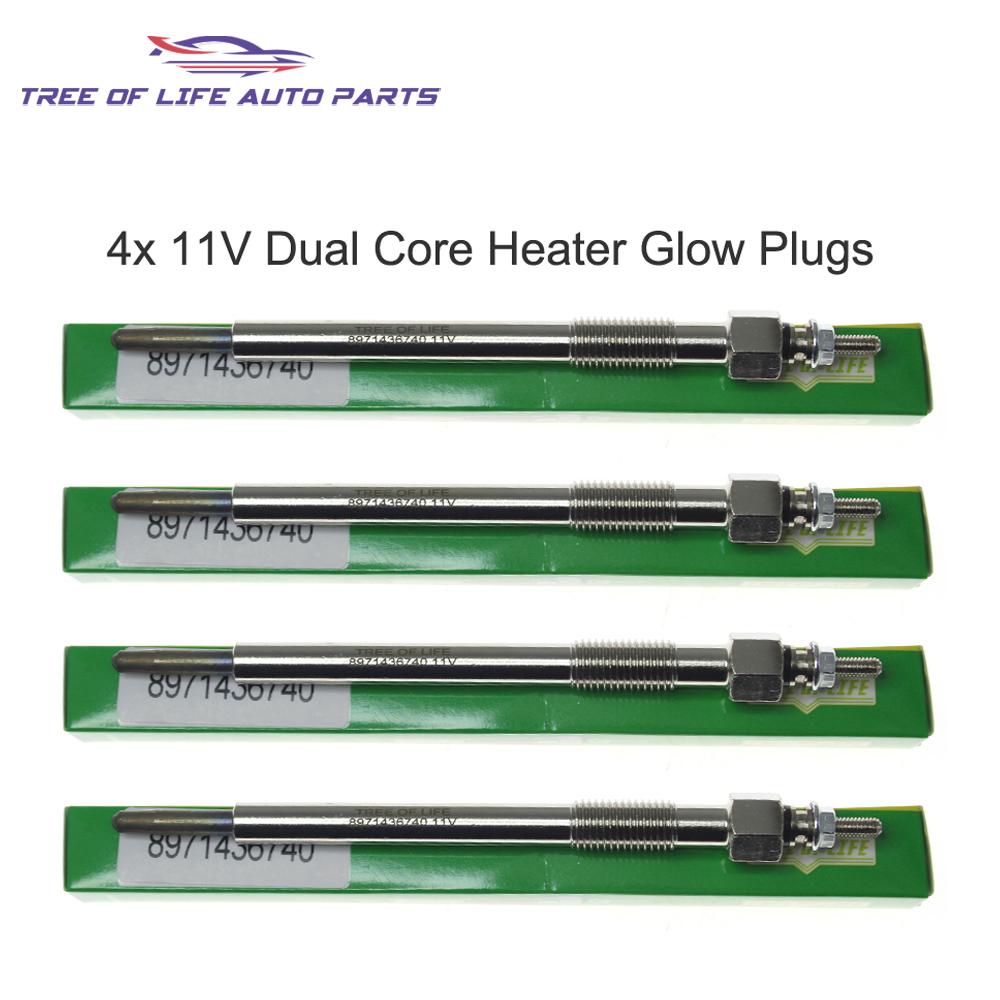 4X 11V Heater Glow Plugs For Isuzu Trooper III 4JX1 Vauxhall Opel Monterey B 3.0 DTI 8971436741 8-97143674-1 8-9714-3674-0 GN997