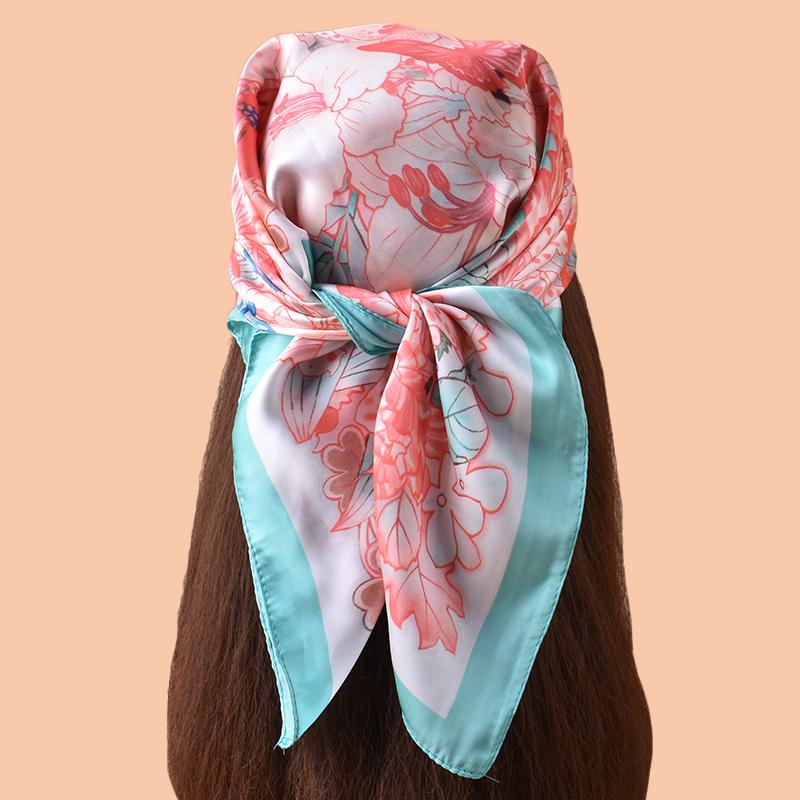 1pc Women's Floral Butterfly Print Silk Satin Square Scarf Spring New Hair Accessory Can Be Used as Belt Bag Decorative Si