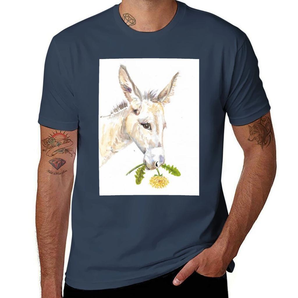 Donkey With Flower Tshirt Stylish Print Short Sleeve Tee