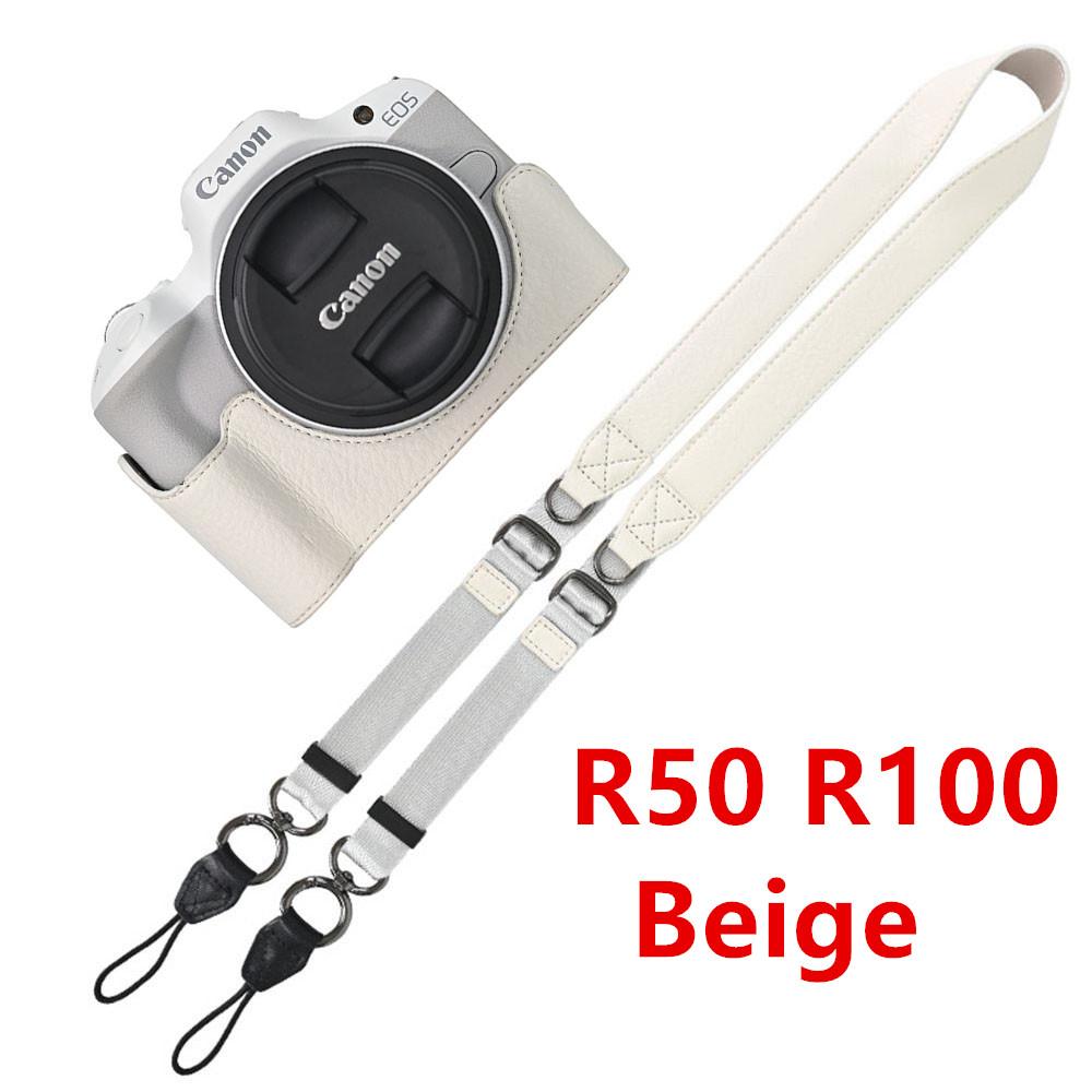 Получехол для камеры из ПУ кожи личи для Canon EOS R50V R50 R100 R8 R10 R5 R5II R6 R6II 200D 200DII SX70HS, чехол с плечевым ремнем
