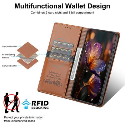 Магнитный Роскошный Кожаный Чехол-книжка с RFID-защитой для Телефона XIAOMI Redmi Note 10 11 12 13 14 Pro Plus 12S 11A 13C 14C 4G 5G