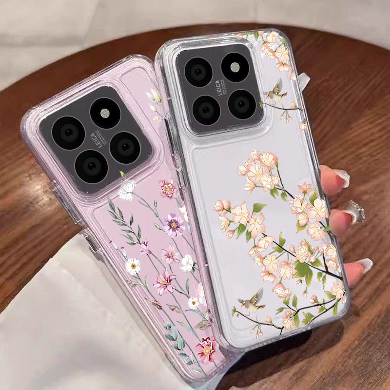 Чехол с цветочным принтом в простом стиле для Xiaomi Redmi Note 15 Pro 4G Funda Redmi Note 14 13 Pro 5G Прозрачный силиконовый мягкий чехол из ТПУ