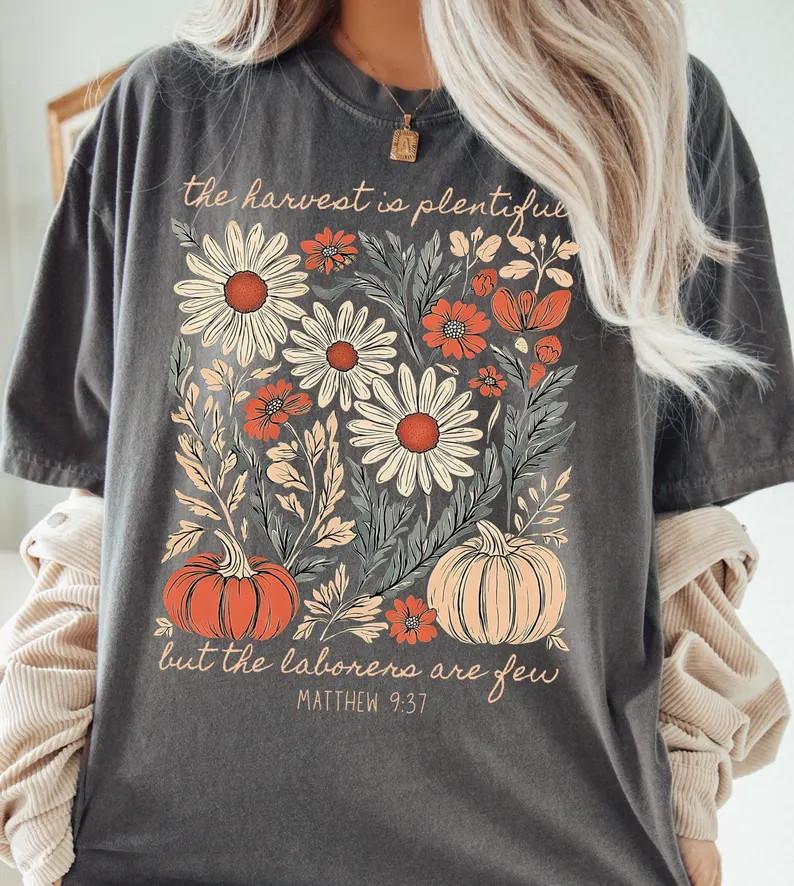 Fall Floral Shirt, Christian Harvest Graphic Tee