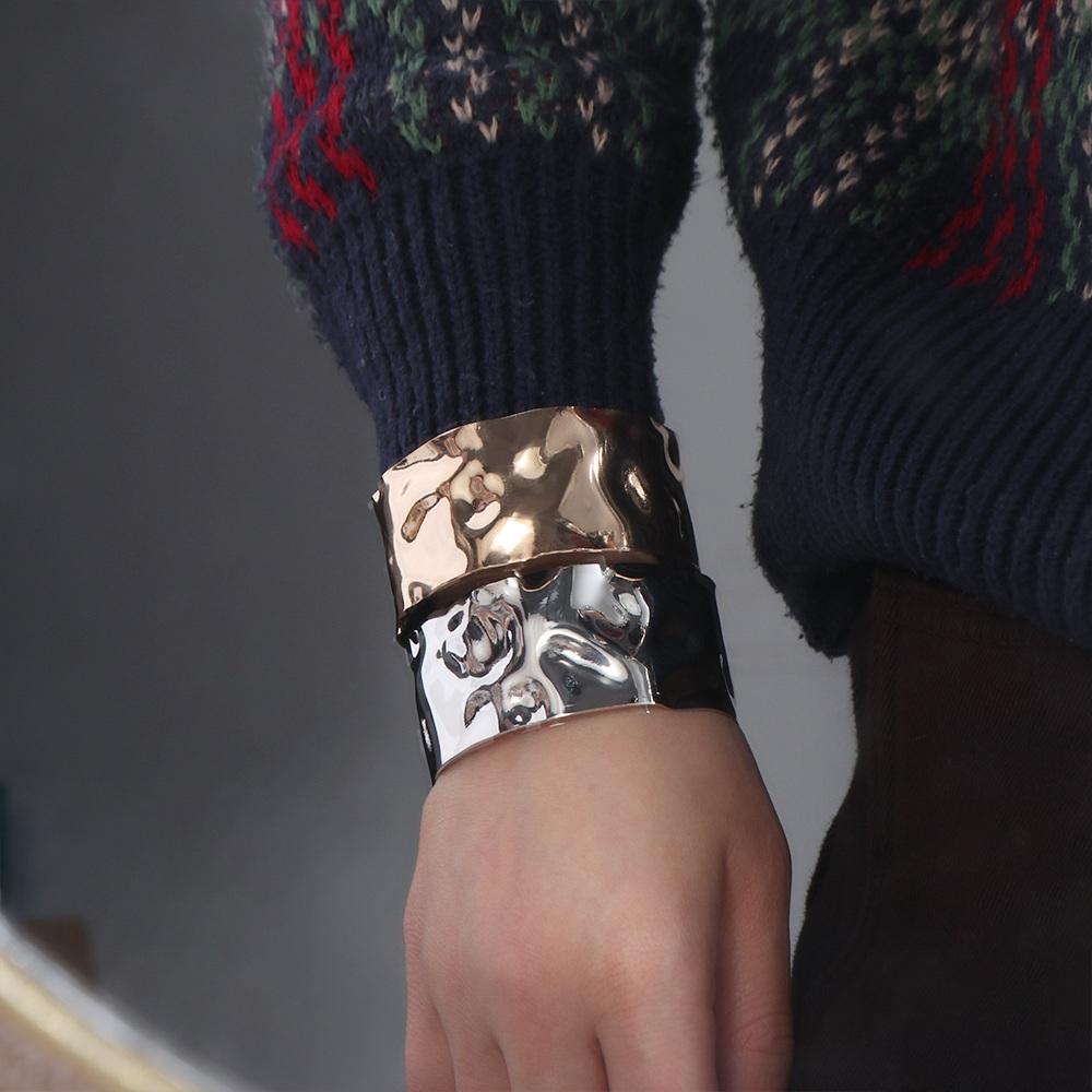 Europe American Style Wide Open Bangle Metal Exaggerated Bracelet Simple Cuff Bangles Girls