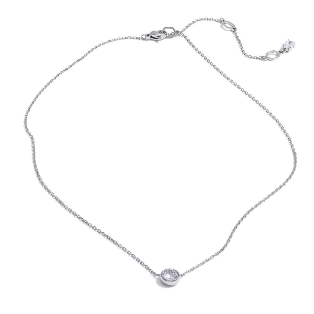 Yhpup Stainless Steel Chic Shiny Cubic Zirconia Round Drop Necklace for Women Delicate Fashion Korean Collar Jewelry Waterproof