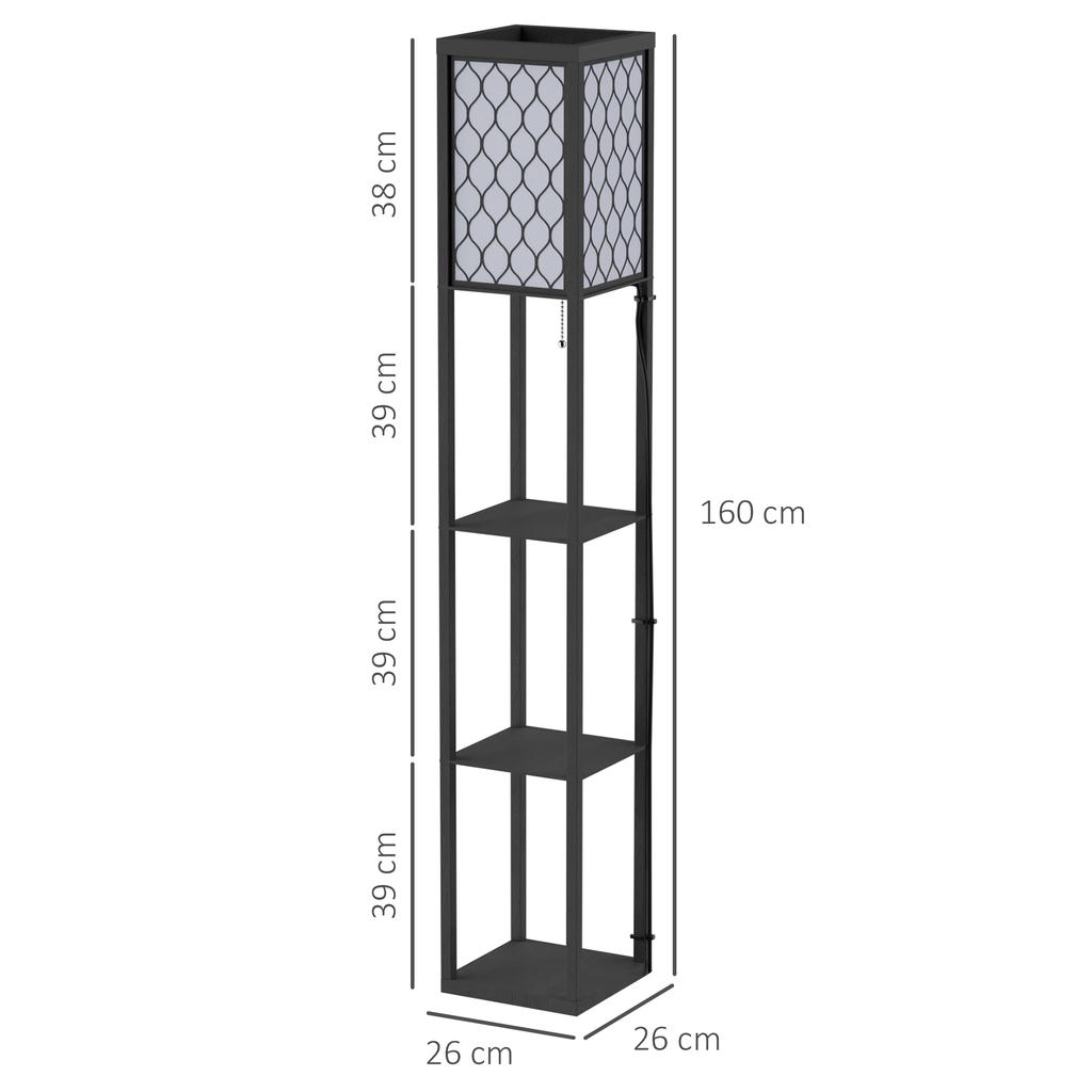 Floor Lamp Living Room with Shelf, Standing Lamp with E27 Socket for Living Room Bedroom, Excl. Light Bulb