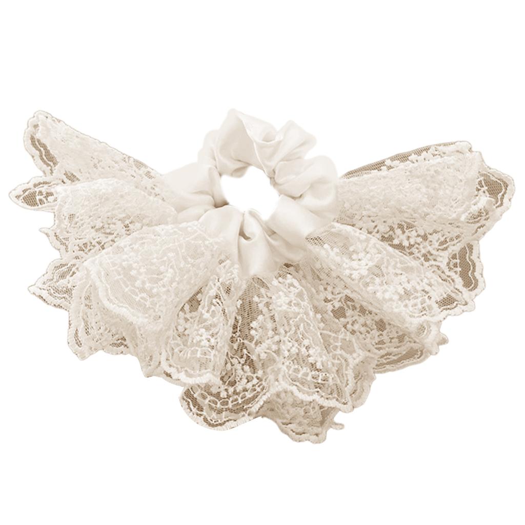 Ballet Skirt Lace Hair Tie Double Layer Ruffled Scrunchie With Invisible Elastic Core Hairpiece For Feminine Hairstyles
