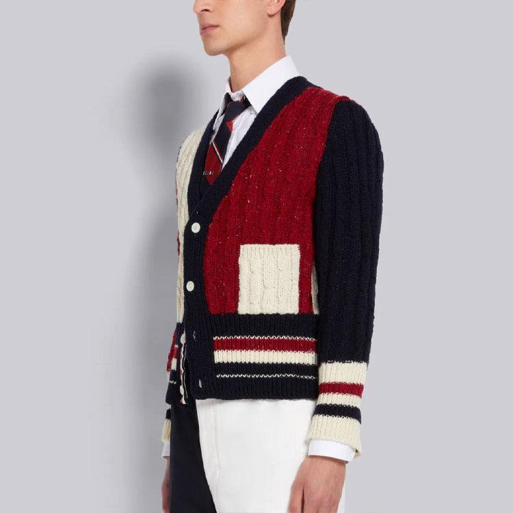 THOM BROWNE Sweaters Men's Red V-neck Moderate Cardigan MKC357F-Y1502-960