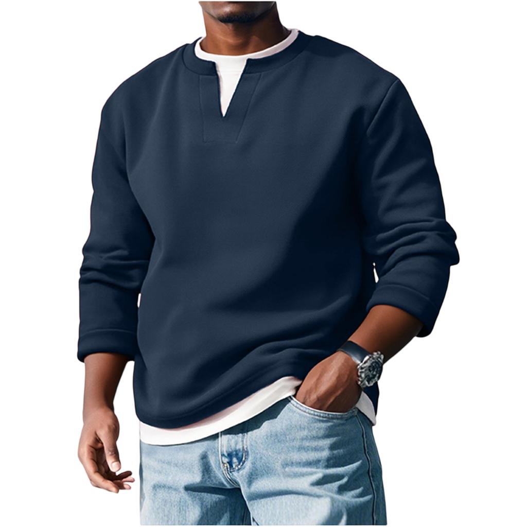 Men'S Button Up Long Sleeved Fashionable Casual Sports Top
