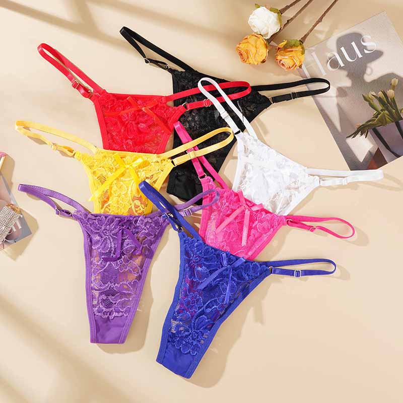 Adjustable Lace Thongs Panties Women's Sexy Lace Underwear Ultra-thin Seamless Thong Underpants Lingerie