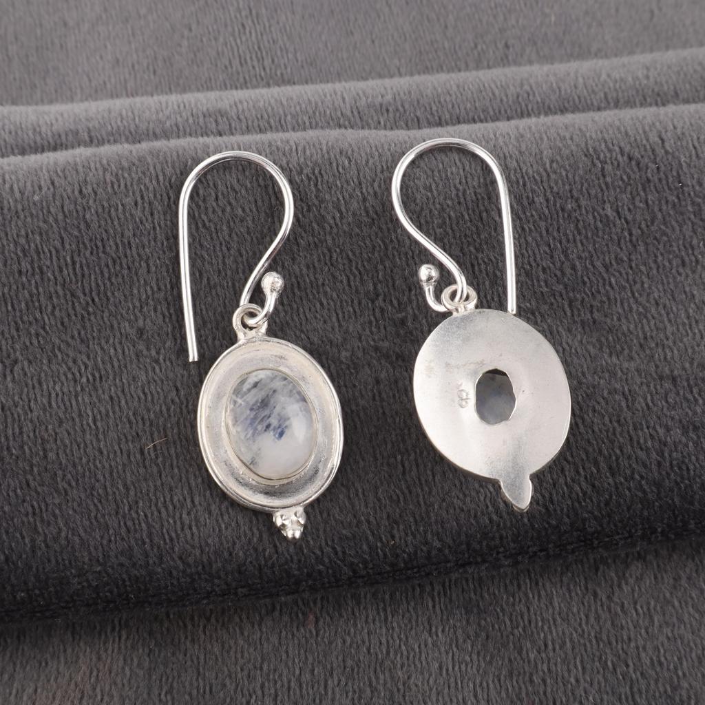 Серьги из радужного лунного камня, ювелирные изделия с драгоценными камнями, серьги из стерлингового серебра 925 пробы, красивые серьги ручной работы, подарок для женщин