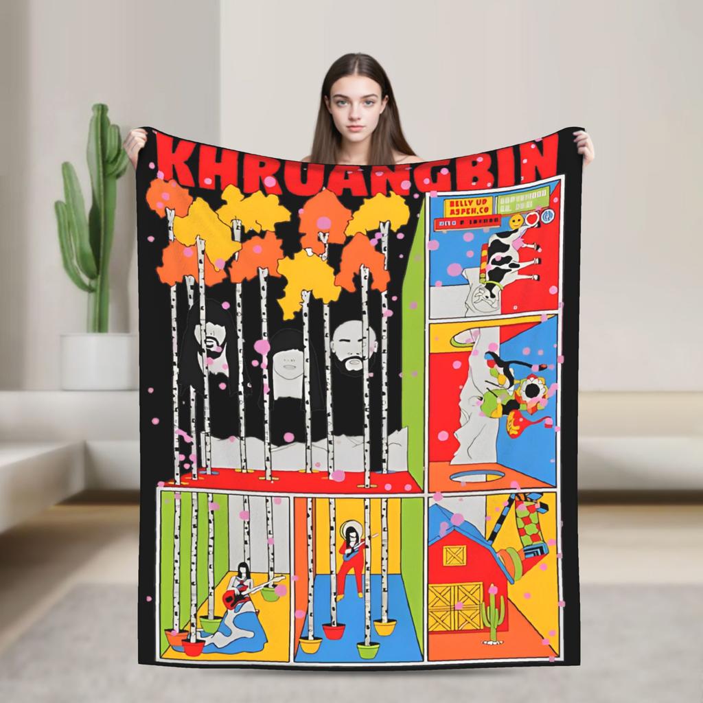 Khruangbin Abstract Mode Flannel Fashion Blanket Rock Band Funny Throw Fashion Blanket for Bedspreads 125*100cm Super Soft