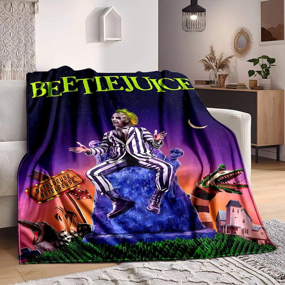 1pc Beetlejuice Flannel Throw Blanket Soft, Warm & Cozy for Couch, Bed, Office, and Travel Versatile All Season Gift, Christmas present