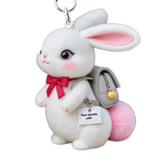 Emotional Support Bag Charm Positive Plush Animal Pendant Cat Dog Keychain Charm with Embroidered Message for Backpack Purse