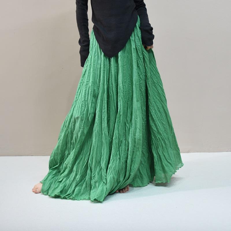 Женские льняные макси-юбки Летние Бохо Однотонные Пляжные Эластичные С высокой талией Плиссированные А-силуэта Легкие Расклешенные Длинные Макси-юбки Эластичная талия Длинная юбка для женщин