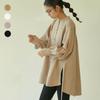 New Japanese Spring and Autumn Women's Loose Casual Oversized Shirt for Women Mid-length Side Slit Base Top