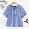 Women Casual V-Neck Loose Short Sleeve Blouse