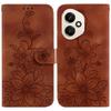 For Honor 400 5G (Global) Stand Case Lily Flower Imprint Leather Phone Cover with Wrist Strap