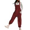 Women's Jumpsuits Summer Fashion Casual Loose Wide Leg Jumpsuits Solid Color Insert Pockets Retro Button Strap Jumpsuits