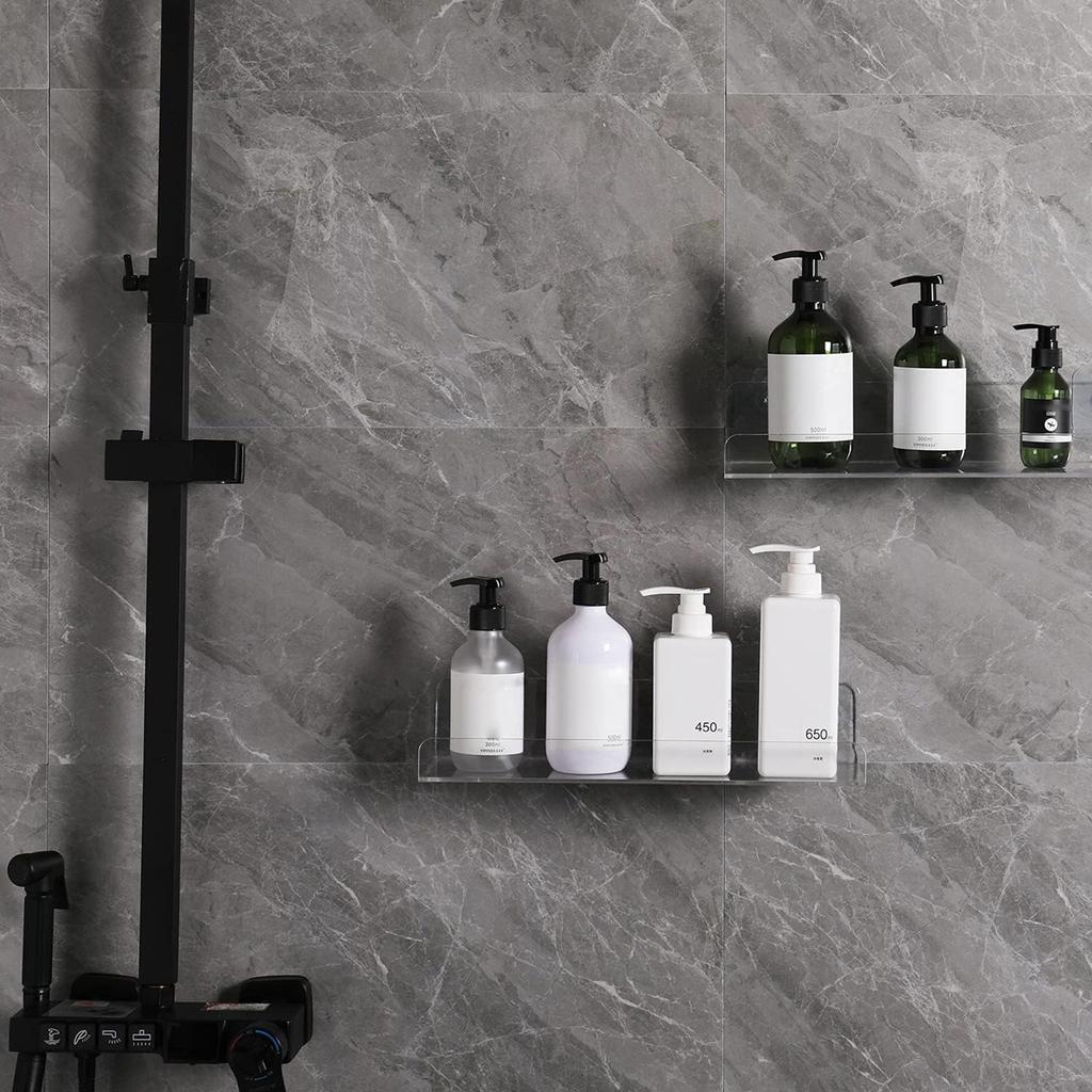 2 шт. Акриловые плавающие полки Самоклеящаяся невидимая настенная полка Без сверления Органайзер для ванной комнаты Спальни Прозрачная витрина