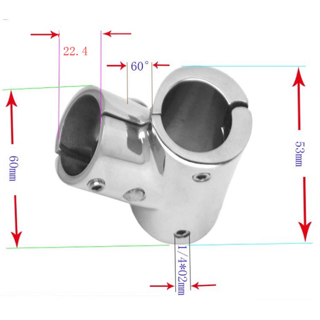 22mm Boat Handrail Fitting 60 Degree 3 Way Tee 316 Stainless Steel Marine Yacht Deck Rail Connector Hardware Accessory