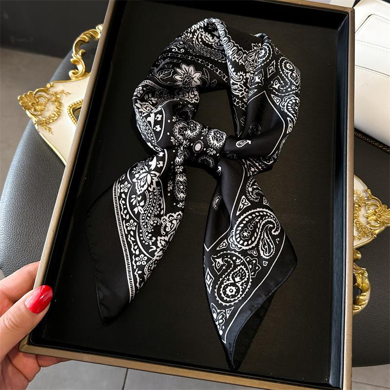 Fashion Print Silk Hairbands Scarf Women Spring New Elagant Floral Bandana Neck Kerchief Head Bands Foulard Female Scarfs
