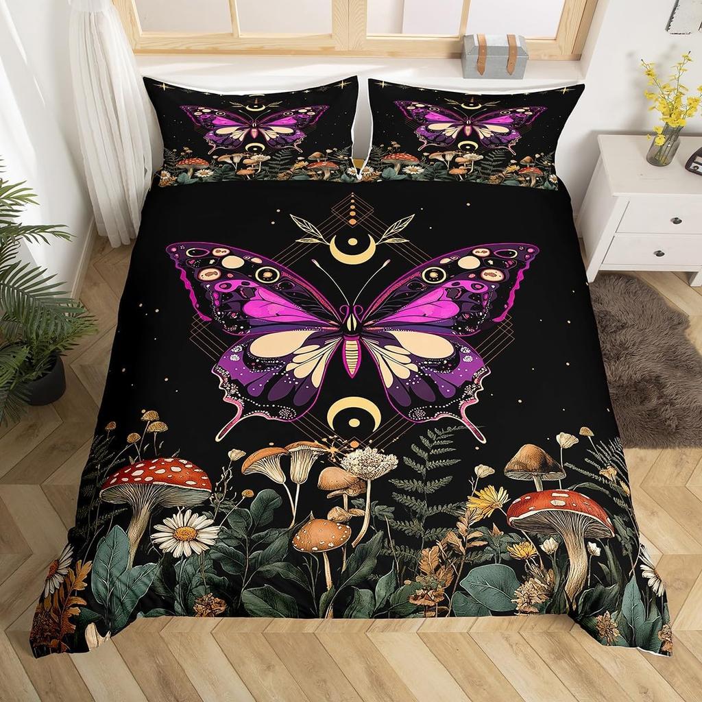 Comforter Boho Butterfly Twin Kingstar Moon Starry Sky Galaxy Bedding Set For Boy Girlcute Mushroom Daisy Flower