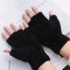 Autumn Elastic Stretch Fingerless Mittens Imitation Mink Hair Half Finger Gloves Plush Knitted
